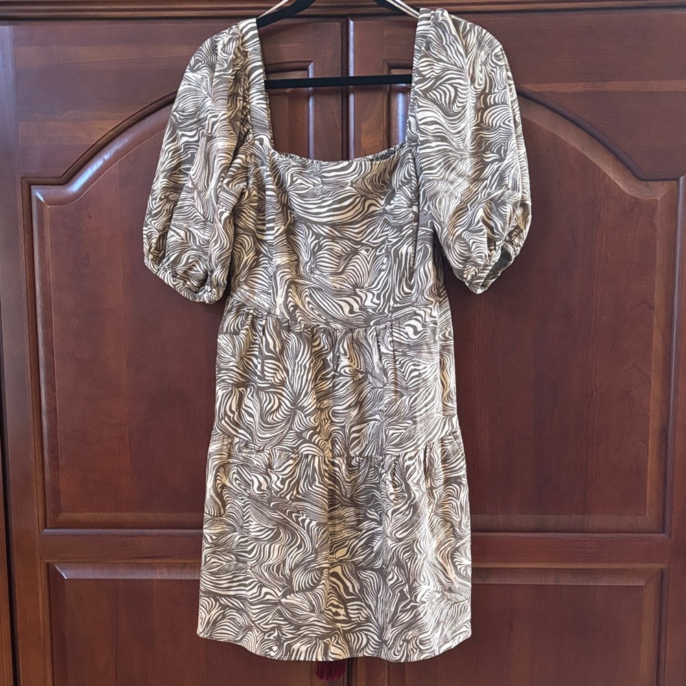 House of Harlow 1960 Zebra Print Puffy Sleeve Dress